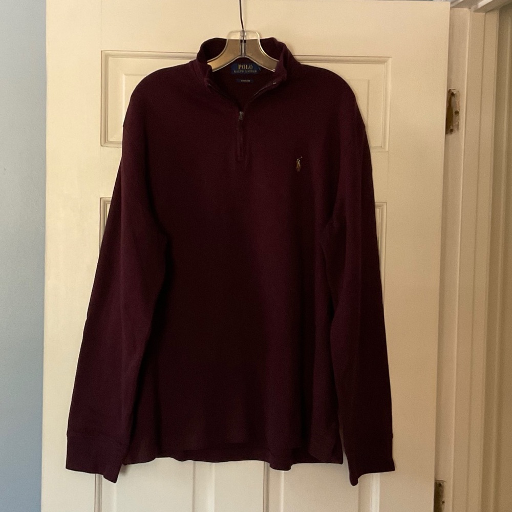 Polo Ralph Lauren Estate Rib‎ Quarter Zip Pullover Wine Purple Men’s Size L Prep